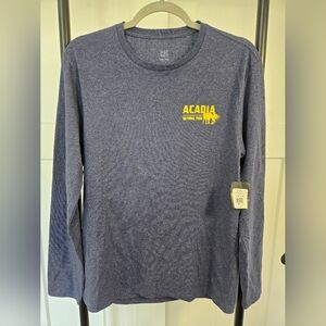 NEW. District Re Tee Acadia National Park Size SMALL unisex Long Sleeve Tee Blue